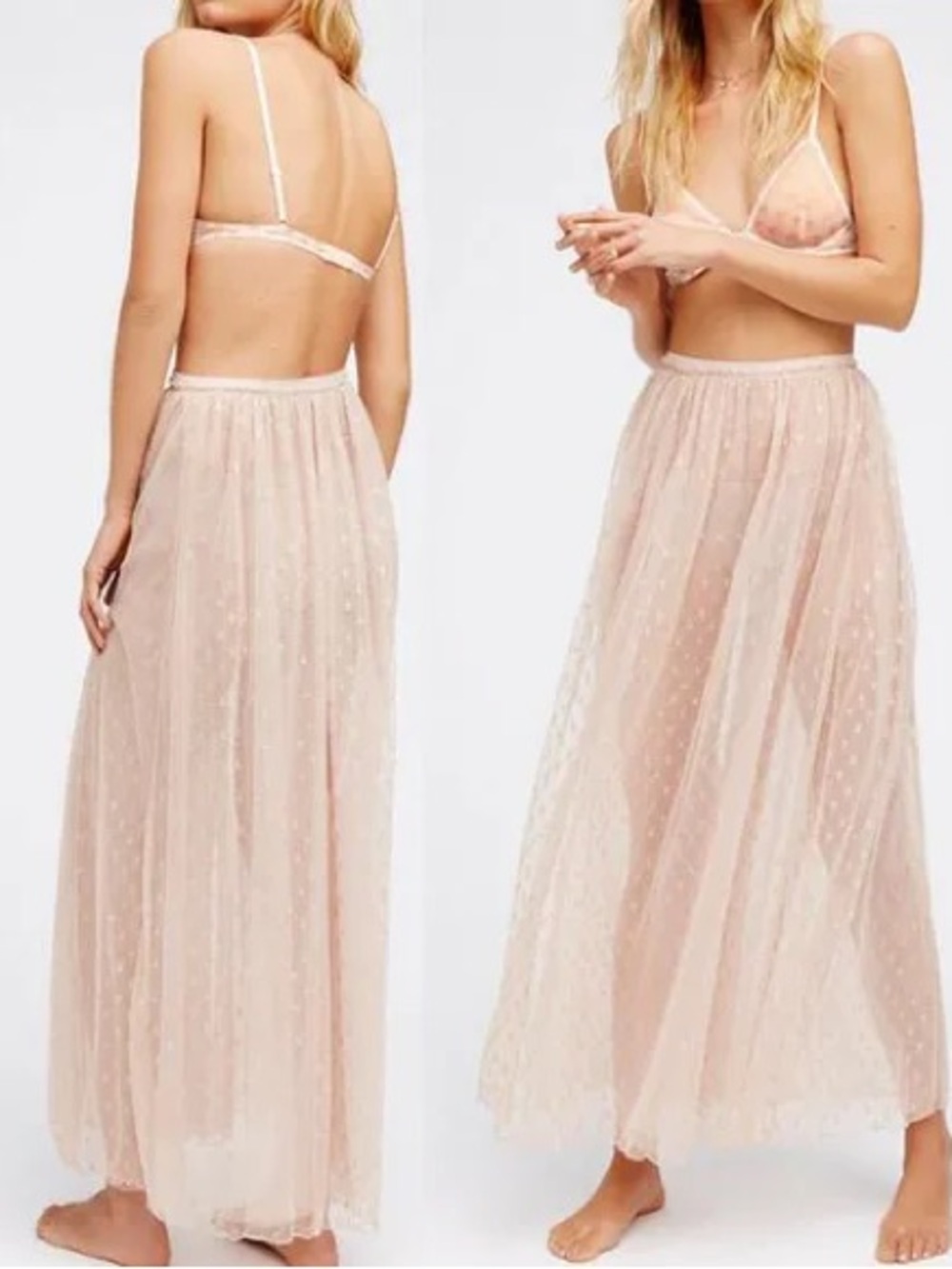 Free People A Star Is Born Metallic Maxi Skirt - Blush Pink - Picture 2 of 4